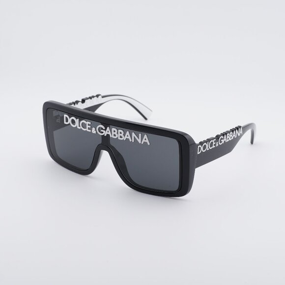 Dolce & Gabbana DG6204 L50187 Sunglasses Shiny Black Shield Frame, Grey Lenses main image 9